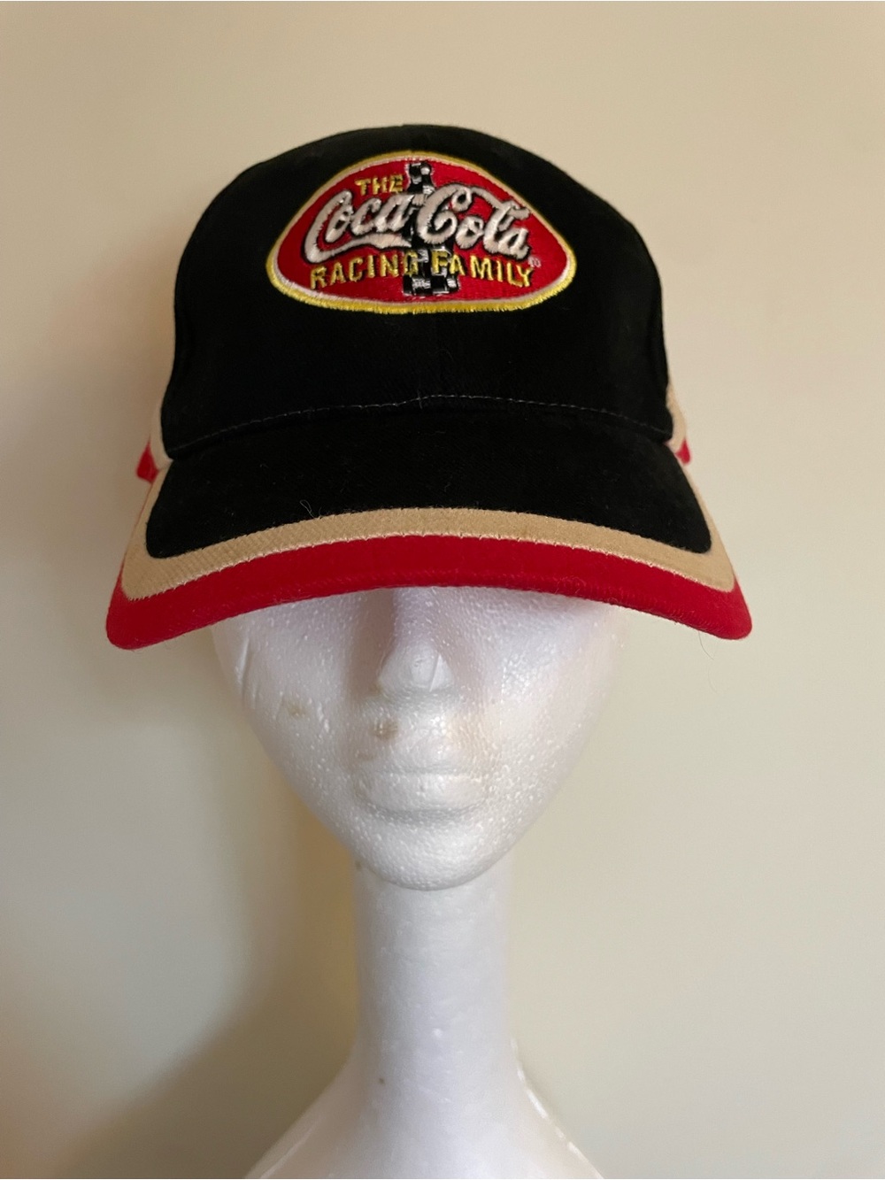 VintageCoca-Cola Black Red Tan Racing Logo Cap-Y2K NASCAR Style